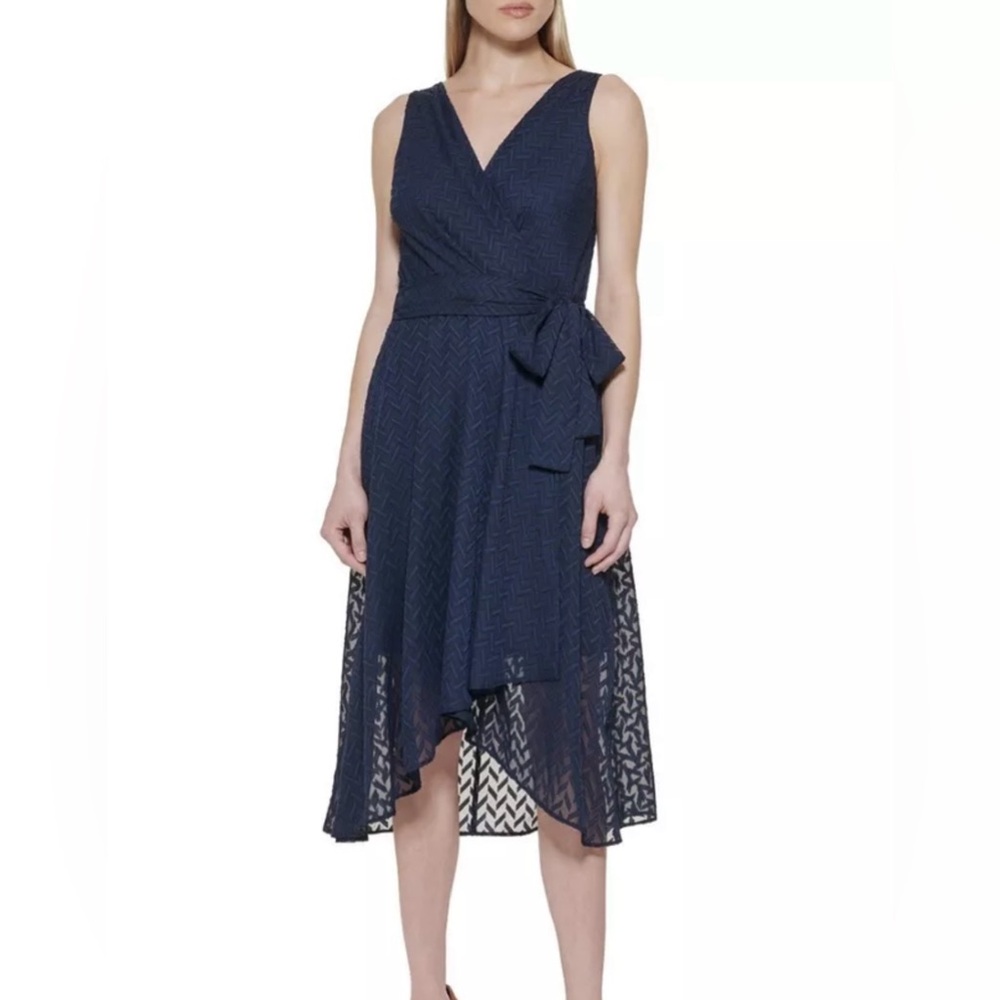Tommy Hilfiger Surplice MIDI Dress, Navy, Size 10